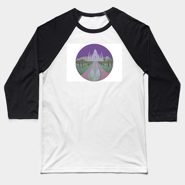 Taj Mahal circle purple Baseball T-Shirt by QualitySolution